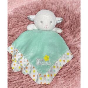 Garanimals Cuddler Lovey Lamb Security Blanket Satin Lined Polka Dot Green 13"